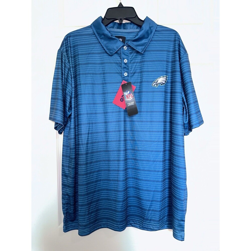 NFL Team Apparel Philadelphia Eagles Blue Green Striped Polo Shirt NFL Men's XL